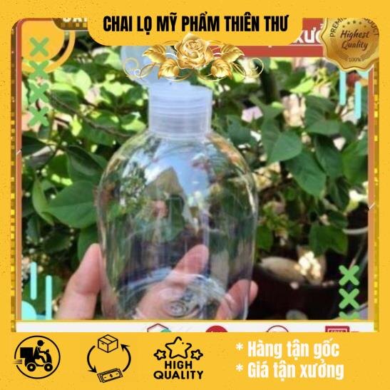 [Combo 10sp] Chai nhựa pet nắp bật 500ml Thân Lùn đựng gel, chiết mỹ phẩm