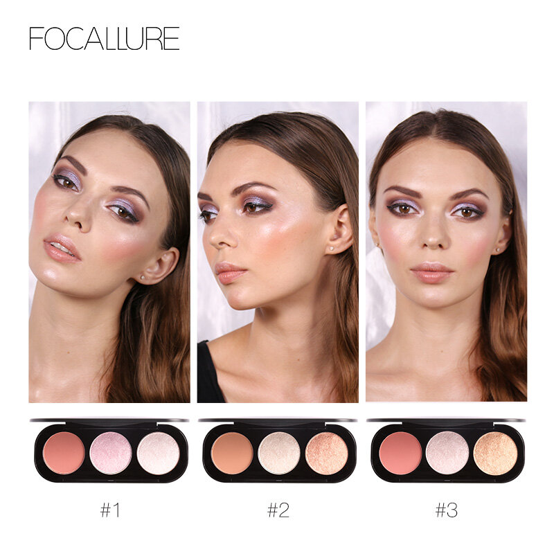 Focallure bảng phấn má & phấn bắt sáng 3 màu tùy chọn phấn bắt sáng phấn bắt sáng mặt