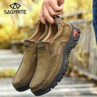 SAGYRITE Big Size 38-48 Men Shoes 2020 Genuine Leather Shoes Casual Mens Shoes Man Shoes Leather Casual Shoe Outdoor Hiking Shoes for Men Sports Shoes for men