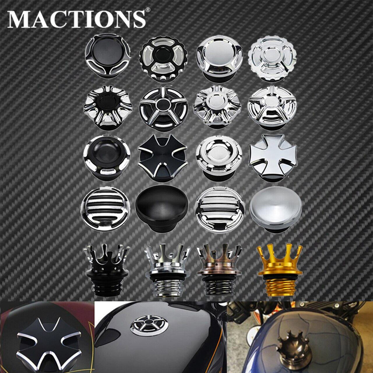 Nắp bình xăng thông hơi kiểu vương miện xe máy nắp dầu cnc nắp bình xăng nhiên liệu cho harley sportster dyna softail tou road king