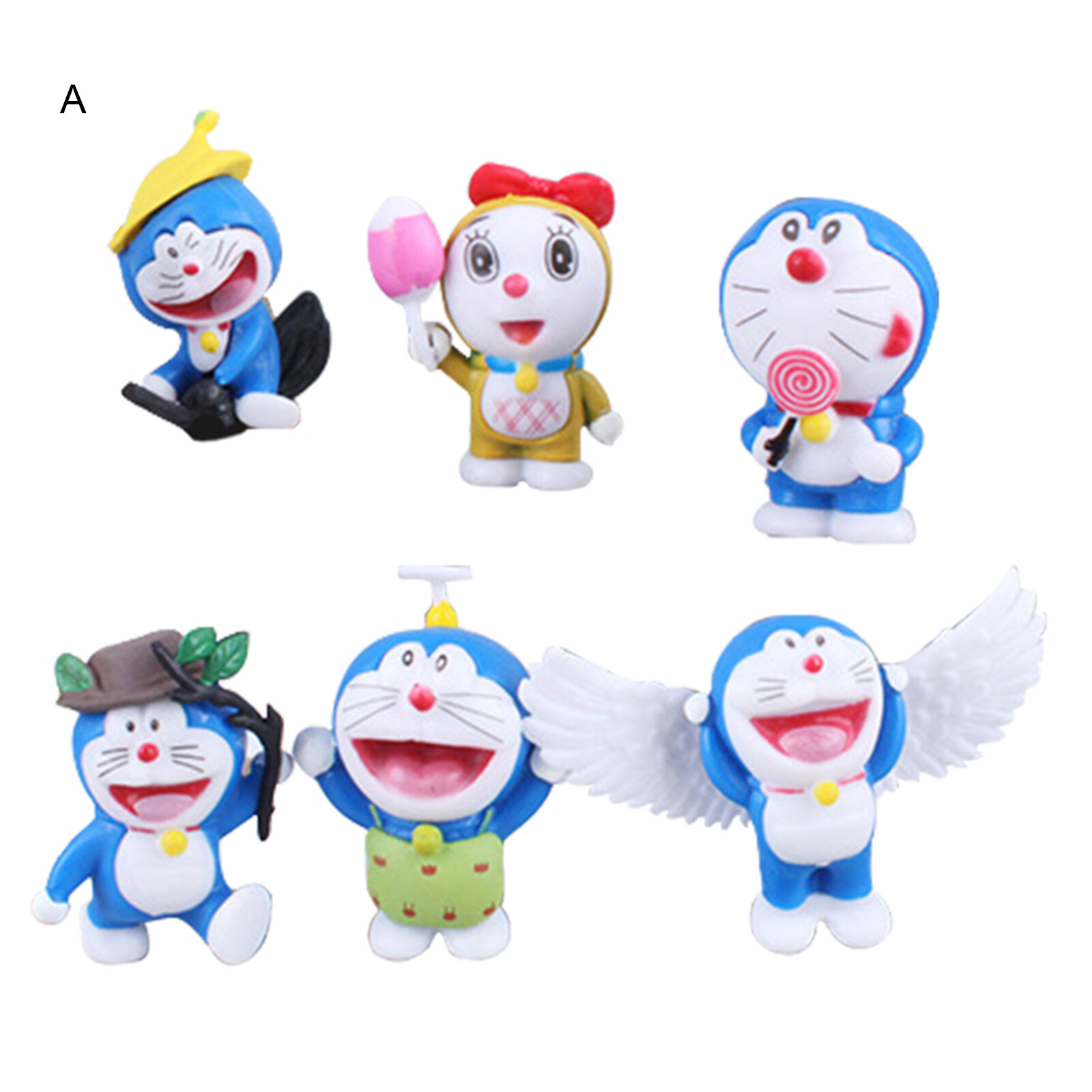 6 cái/Bộ mô hình động sáu phong cách đầy màu sắc cánh thiết kế Anime Doraemon Đồ chơi mô hình cho nhà Doraemon mô hình sáu