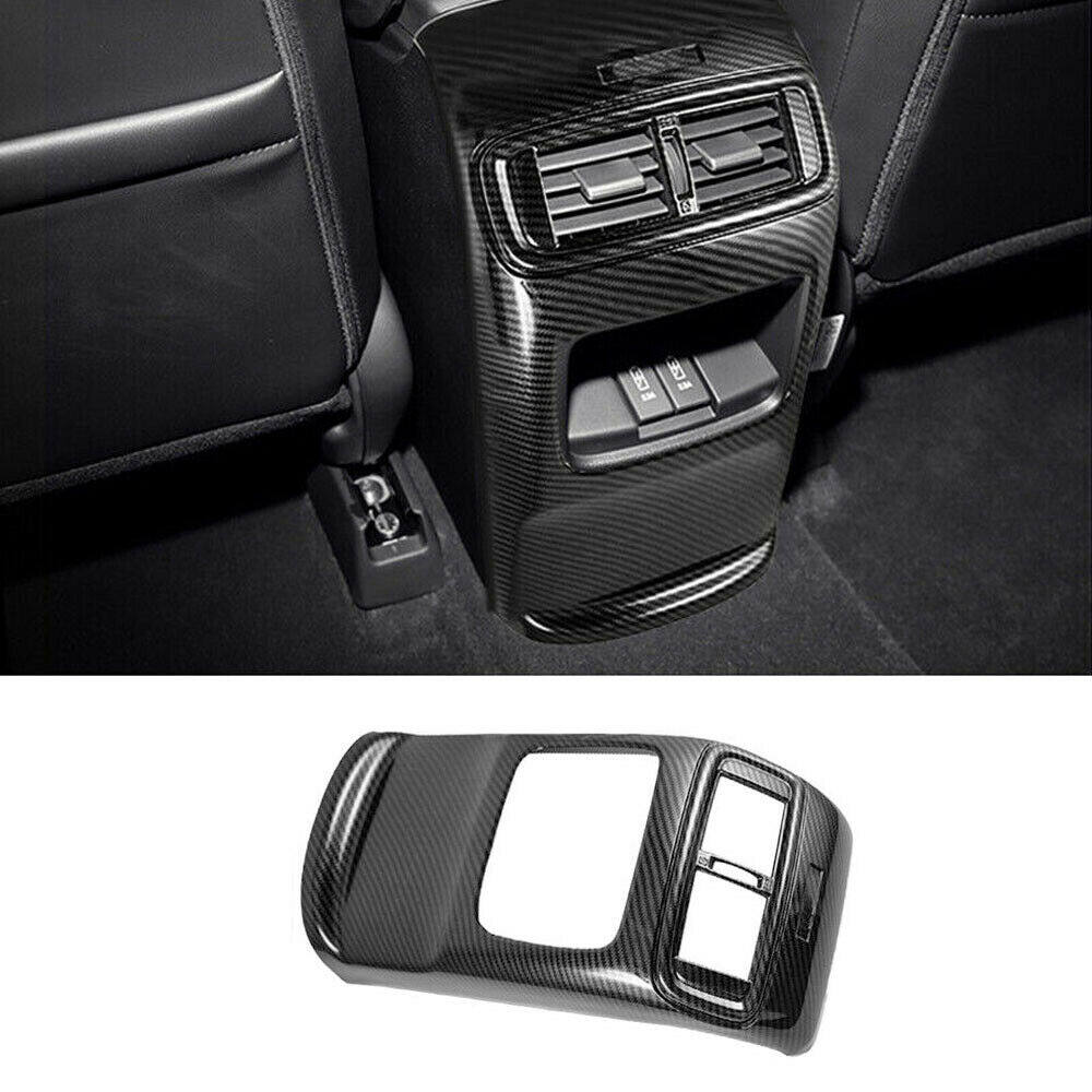 1Pc Carbon Fiber Rear Air Conditioner Vent Outlet Frame Panel Cover Trim Anti Kick Protector Car Interior Accessories for Honda CRV CR-V 2017 2018 2019 2020 2021 High Configuration