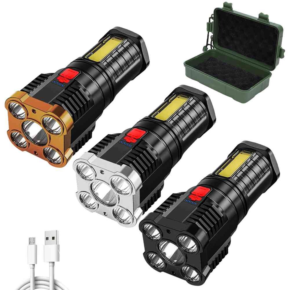 Đèn Pin COB Độ Sáng Đèn Pin LED Ánh Sáng Cao Chống Nước Hàng Ngày Có Thể Sạc Qua USB Để Đi Bộ Đường Dài Phiêu Lưu Câu Cá Ban Đêm