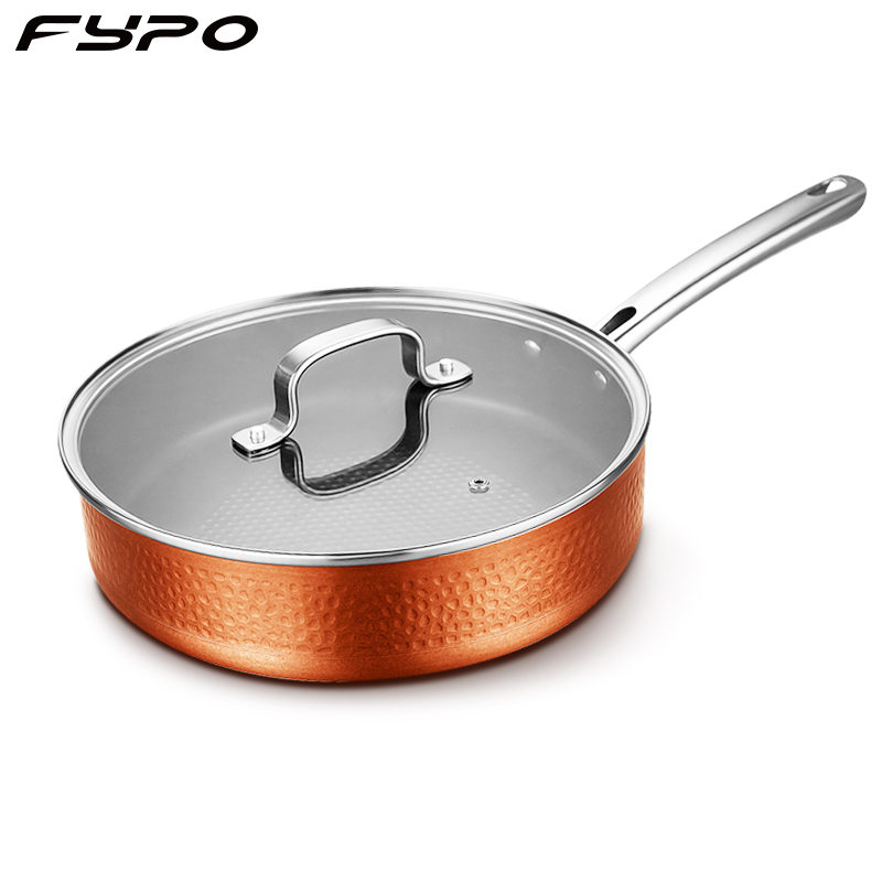 Fypo 24 cm Non-stick Pot Household Steak Frying Pan Pancake Frying Egg pan with glass lid Induction Cooker Gas Cooker Saute Pan Cooking Pot Aluminum Alloy Woks Stir-Fry Pans ราคา 1,088 บาท*ส่งฟรี