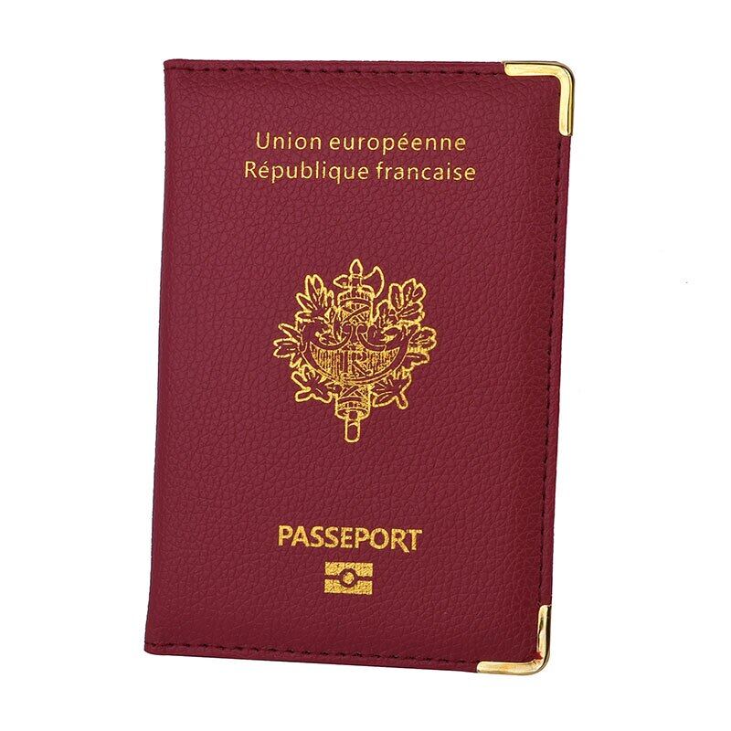 Chất liệu da PU tổ chức hộ chiếu Pháp nam Nữ Ngăn để thẻ tín dụng porte-passeport housse hộ chiếu pháp Bìa phụ kiện du lịch
