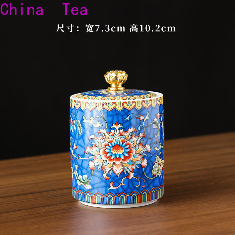 Lon trà gốm men trà trung quốc hộp kín lon trà gia dụng và bộ trà phụ kiện