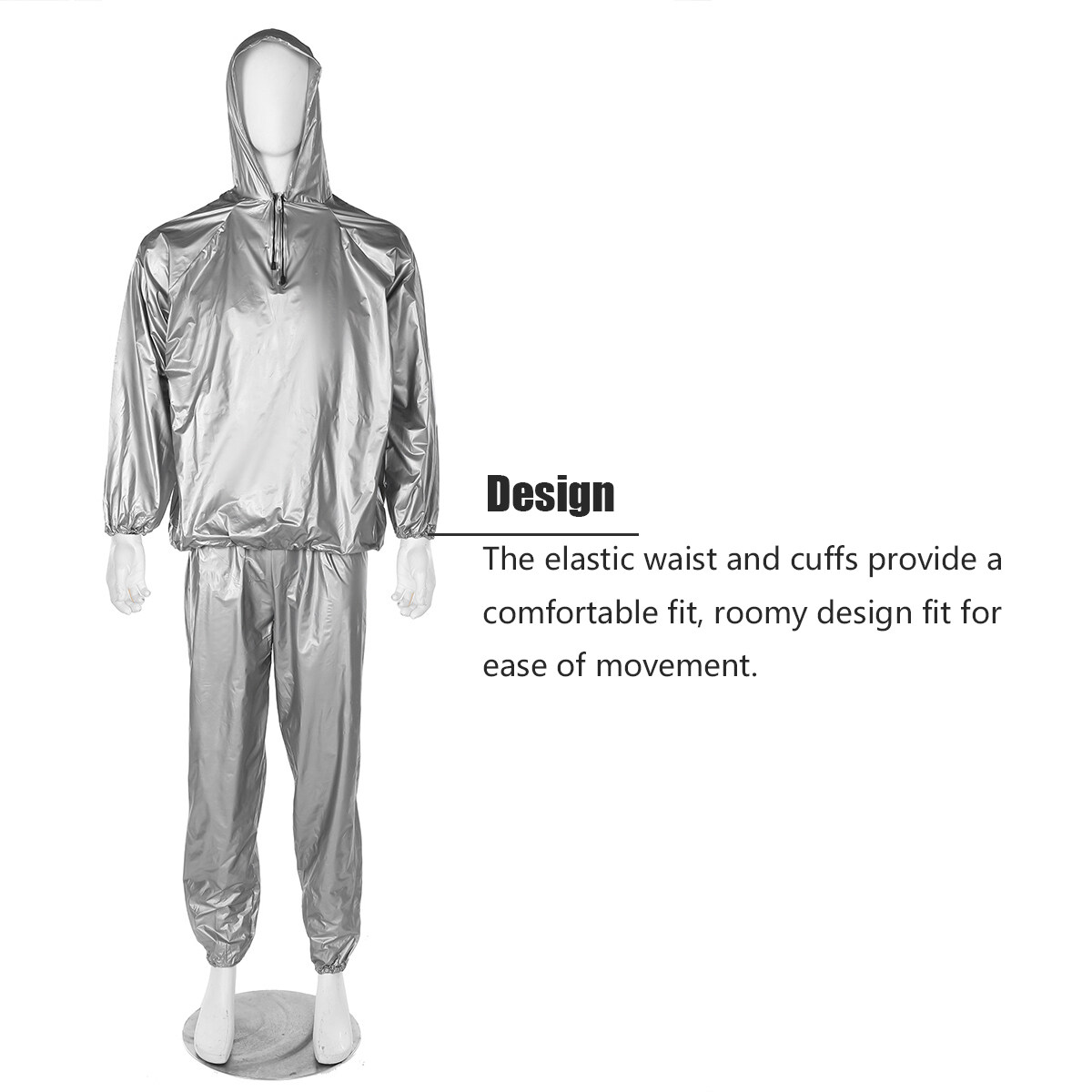 Generic PVC0.1mm M3XL Fitness Loss Weight Sauna Suit Exercise Silver L