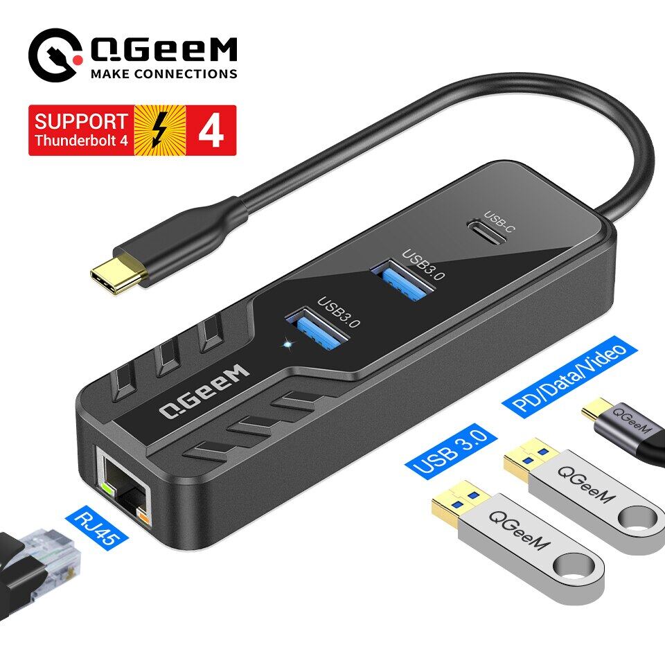 Bán Chạy Nhất New Qgeem Thunderbolt 4 3 USB C Hub USB 3.0 Trạm Dock Đối
