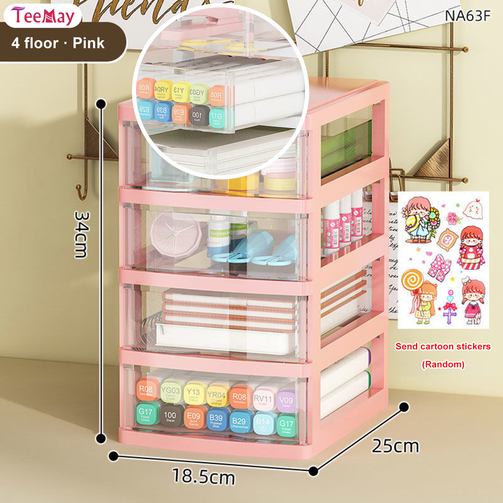 Premium 3ft x 4ft Pink Storage Capboard with with beautiful doll sticker  – Durable & Stylish