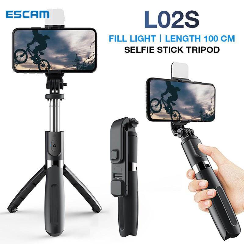 【READY STOCK】ESCAM Mic Gậy Chụp Ảnh 3 Chân Đỡ Tripod Chân Quay Điện Thoại Gậy Hỗ Trợ Tự Chụp Ảnh Có Thể Kéo Dài Ra Với Chân Máy Và Đèn Vòng Tròn Chân Máy Bluetooth Cho iPhone Android Samsung Chân Máy Cho Điện Thoại Di Động