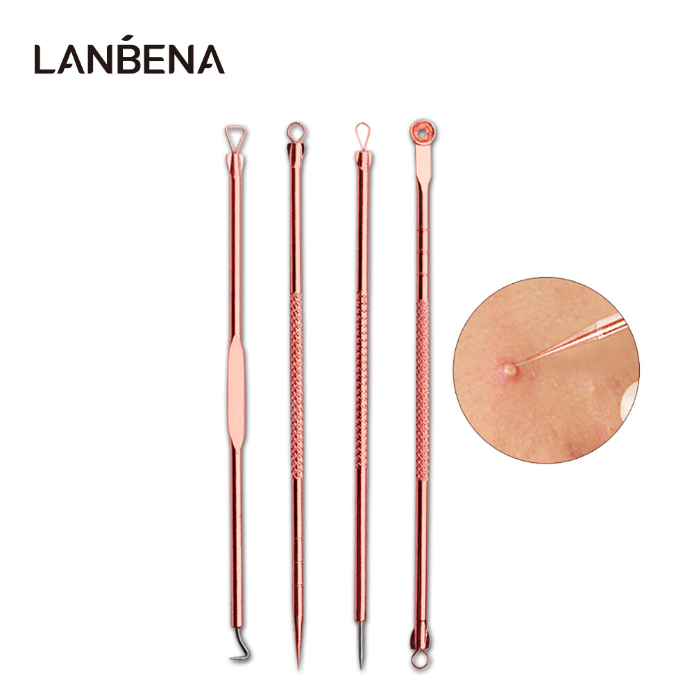 LANBENA 04 Cây kim nặn mụn đầu đen màu vàng hồng - INTL