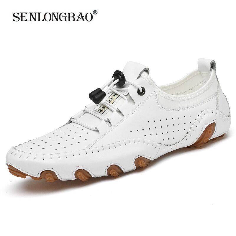 Da Thật Có Thương hiệu giày nam handmade giày lười thời trang thoáng khí Giày bệt Casual chống trượt Giày lái xe Giày da đanh Kích thước 47