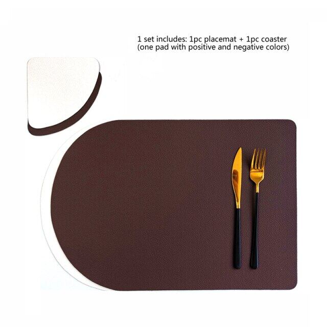 Nordic หนัง Placemats อุปกรณ์กันน้ำบนโต๊ะอาหารโรงแรมร้านอาหาร Placemat สร้างสรรค์แผ่นเสื่อห้องครัวอุปกรณ์เสริม