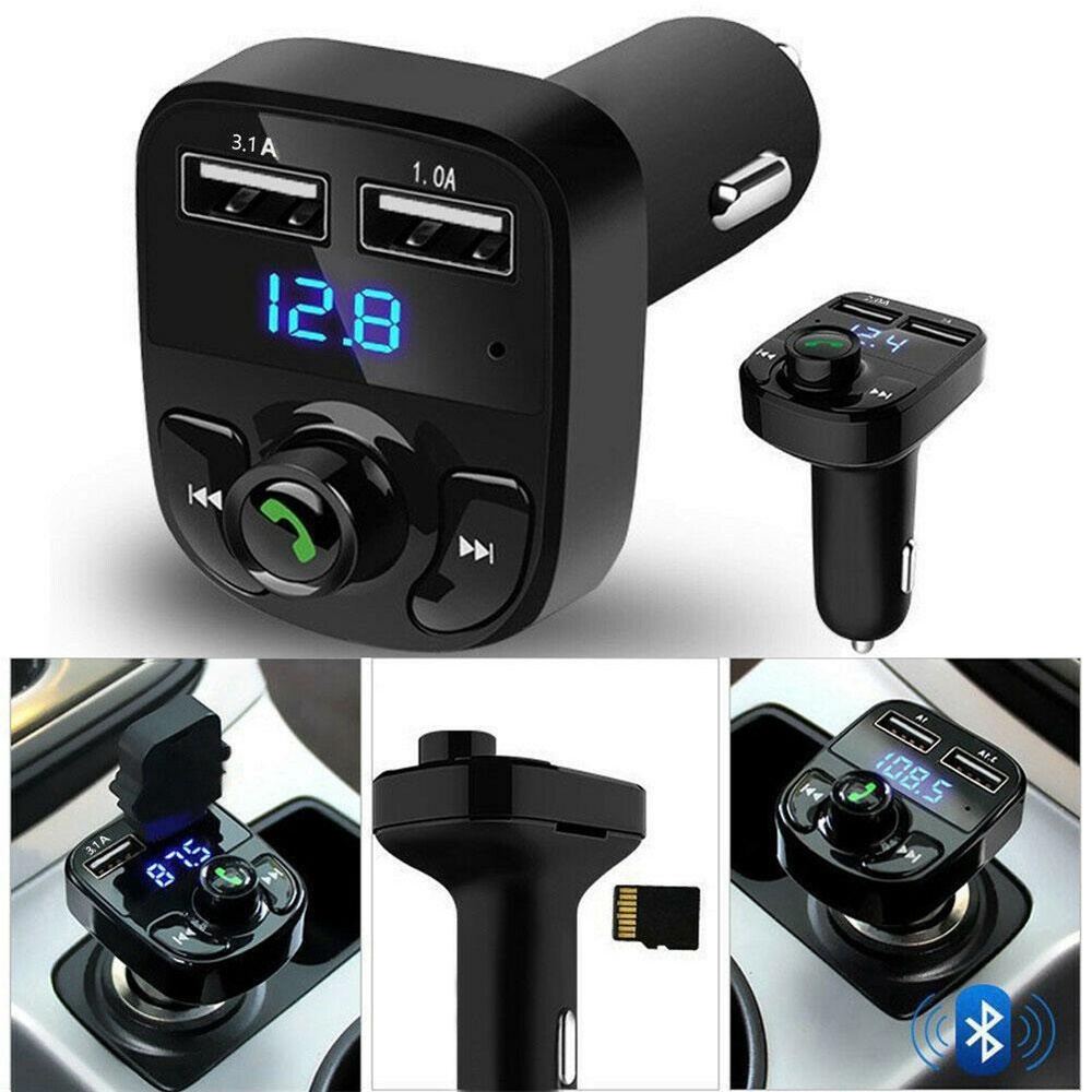 Sạc xe hơi đa năng, sạc nhanh usb kép 3.1a, máy phát fm không dây bluetooth máy nghe nhạc mp3 bộ phụ kiện xe hơi rảnh tay hỗ trợ nghe nhạc thẻ tf