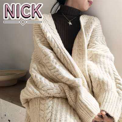 Nick áo len cho nữ áo khoác cardigan dệt kim áo khoác len dài rộng dày đơn giản thời trang cổ điển