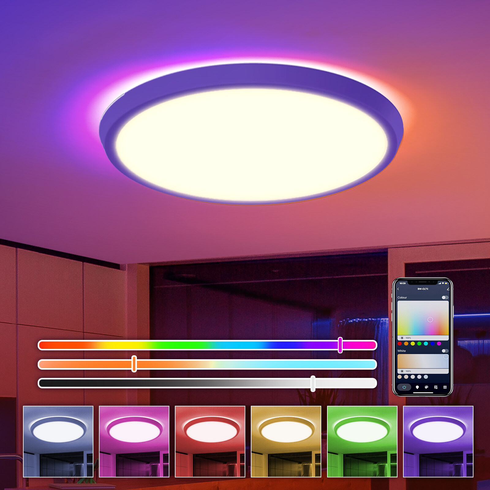 Led Colour Changing Ceiling Light With Remote Control Shelly Lighting