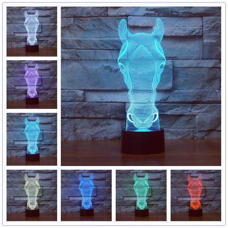 3D Đèn hình ngựa sạc dự phòng LED USB 3D đèn ngủ LED Powerbank đèn