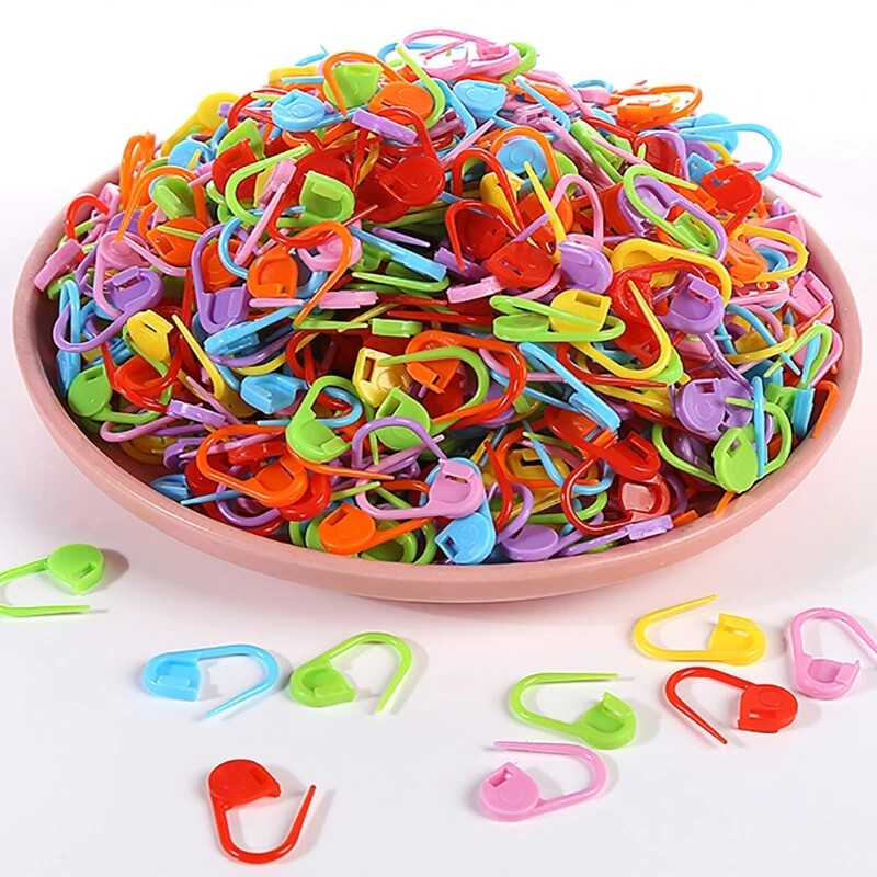 50/100 Pcs Knitting Tools Plastic Crochet Locking Stitch Markers Mixed Color Pin Hook Clip