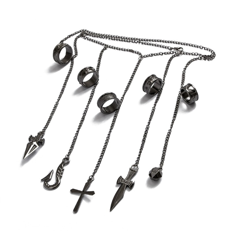 Trẻ Em Người Lớn Kurapika Chains Bracelet Hunter Cosplay Mát Năm Ngón Nhẫn Rapers Full-Năm Ngón S Nhẫn Trang Sức Thời Trang