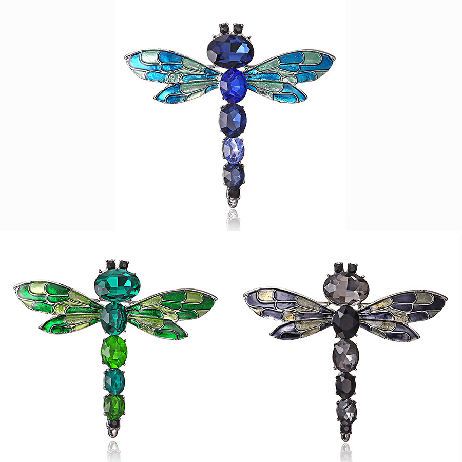 Trâm Cài Pha Lê Chuồn Chuồn 3 Màu Cổ Điển, Ghim Cài Áo Vải Hình Con Chuồn Chuồn Côn Trùng Động Vật Cho Nữ Trang Sức Phụ Kiện Quà Tặng Trang Sức Nữ