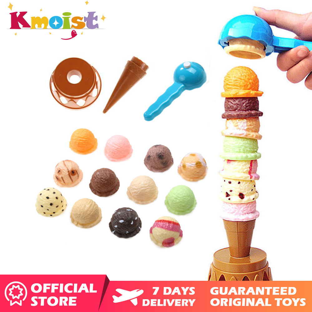 Kmoist Ice Cream Stacker Balancing Stacking Game with Scoop Pretend Food