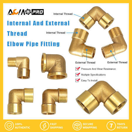 AumoPro Brass 90 Degree Elbow Pipe Fittings, Male/Female 1/8"-3/4"