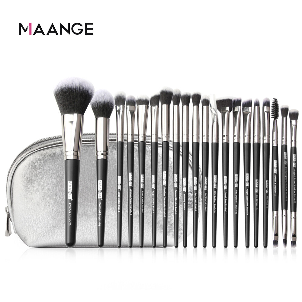 MAANGE Bộ 20 Cọ Trang Điểm Nhanh Khô, Cọ Đánh Phấn Dạng Lỏng Má Hồng Mềm Cọ Đánh Bóng Mắt Có Túi