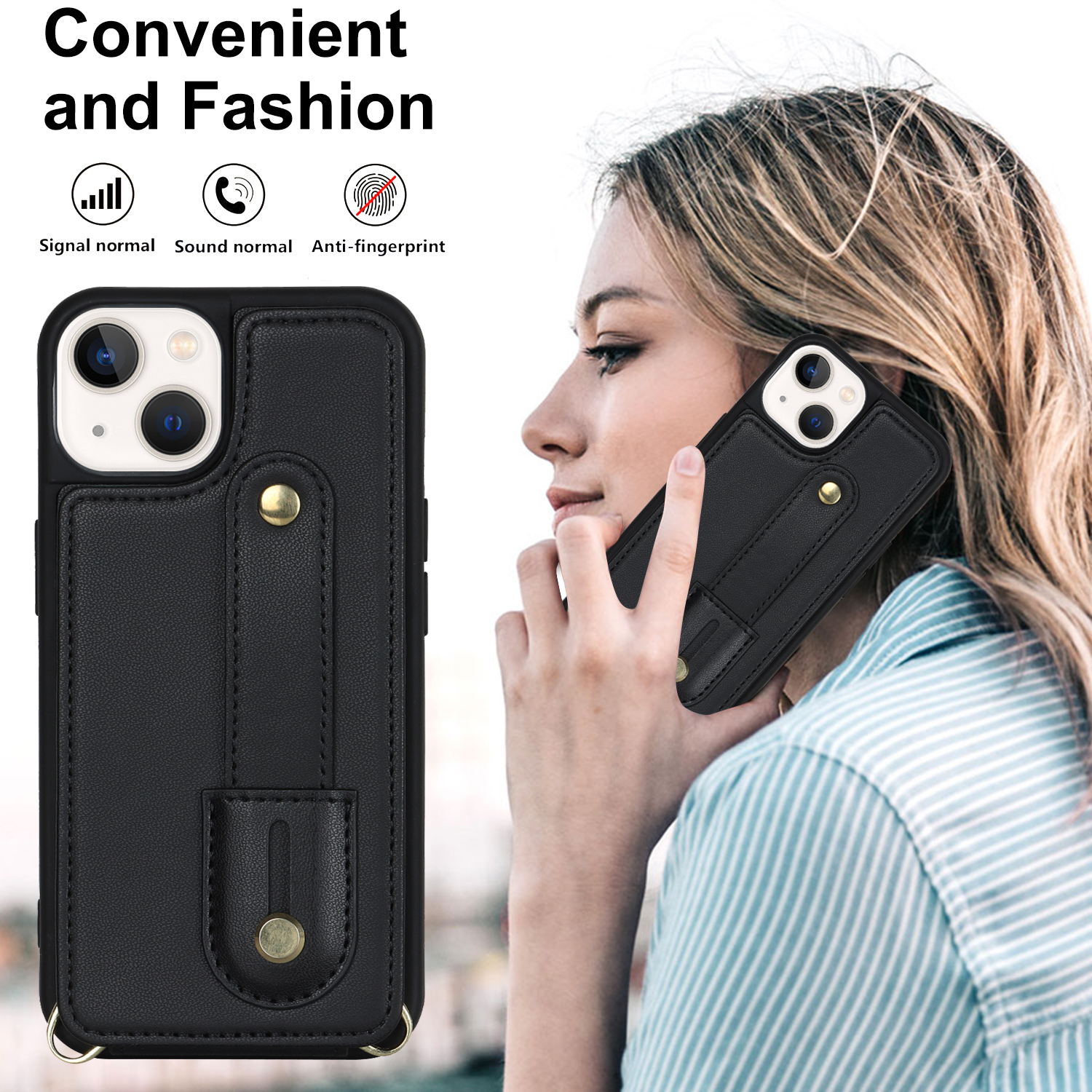 Phone Case Wallet With Leather Card Holder And Wrist Strap For Iphone_voghion.com