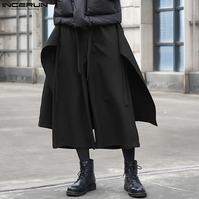 Quần váy nam hiệu incerun phong cách gothic retro quần dài phong cách punk quần thụng