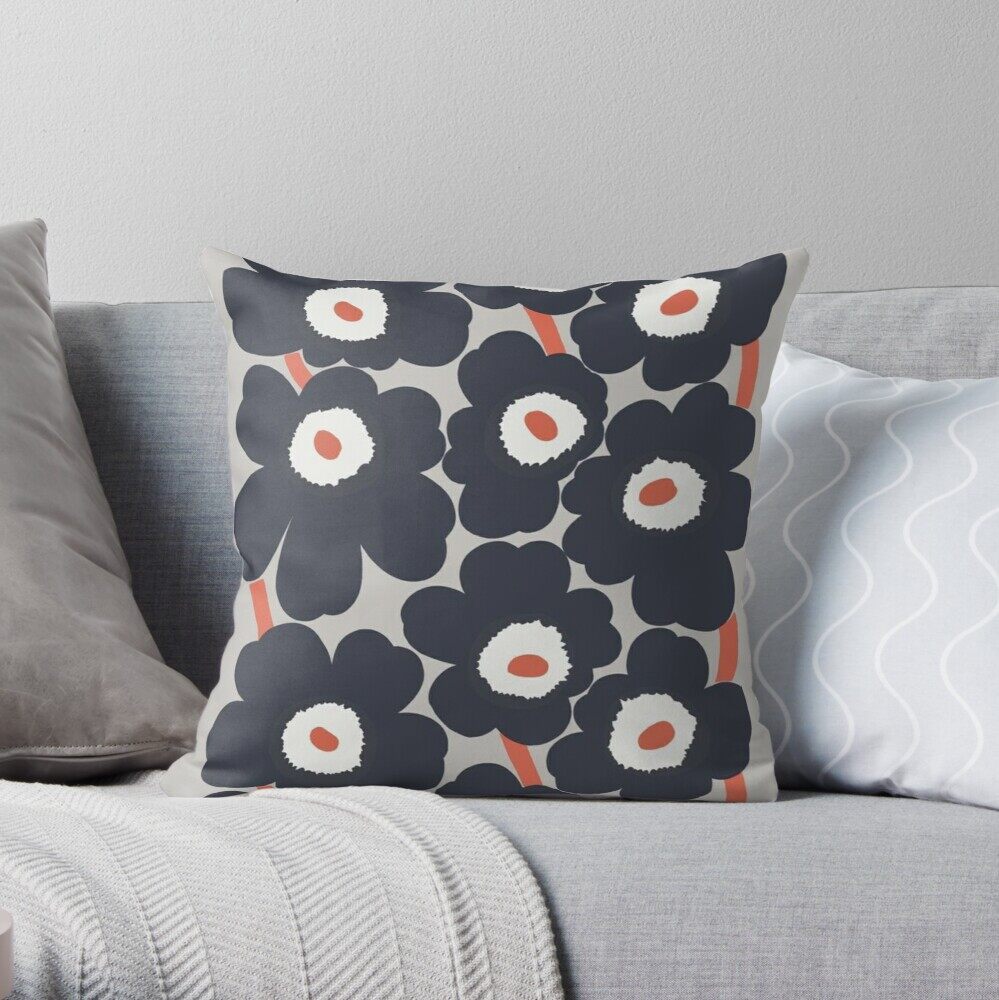 Marimekko vỏ gối ném hoa thiết kế màu xám vỏ gối nhung vỏ gối vuông vỏ gối thời trang trang trí nội thất sofa