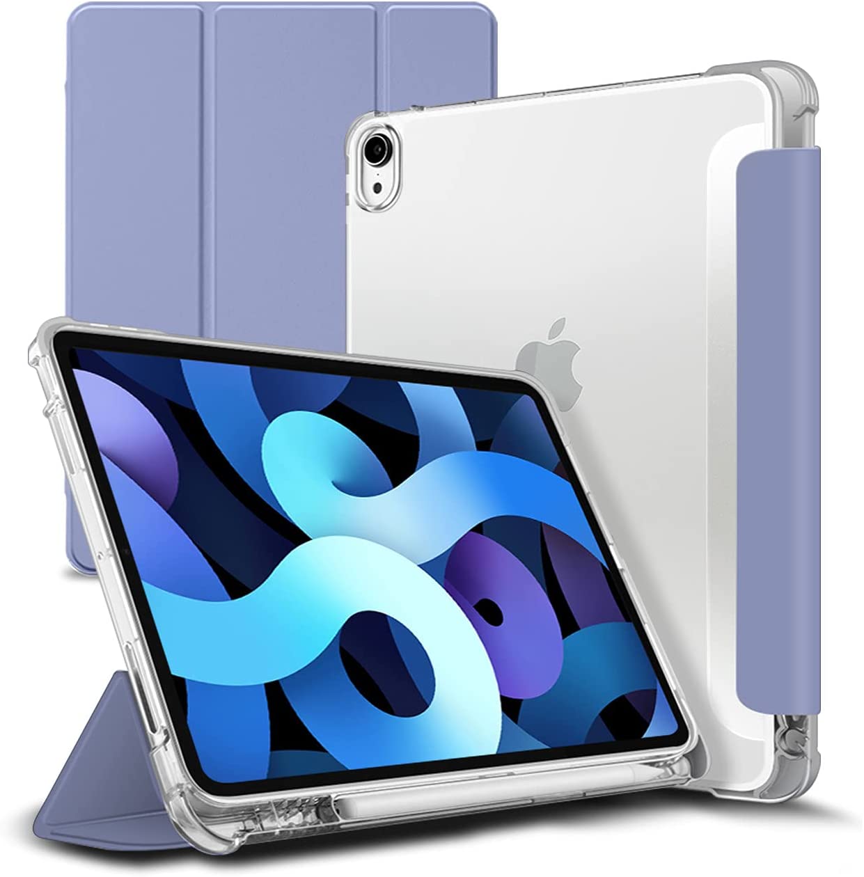 Zvtain ốp cho ipad air 5 mini 6 ốp thông minh có giá đỡ bút chì cho ipad air 4 10.9th ốp ipad 9 10.2th ốp trong suốt cứng cho ipad air 1 2 9.7th ipad 2 3 4 ốp bảo vệ