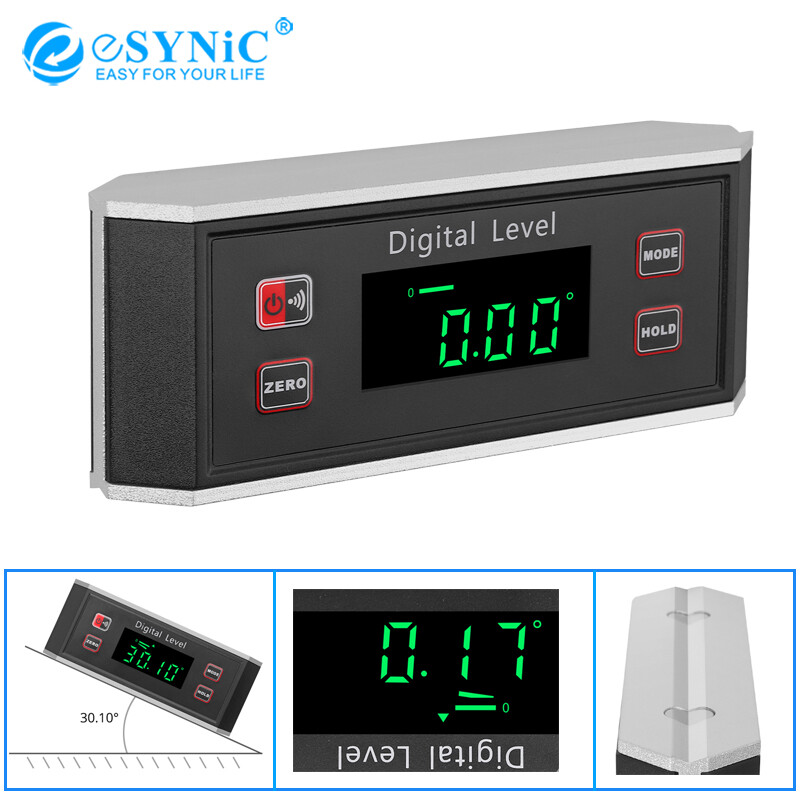 Esynic máy dò góc kỹ thuật số, thước đo góc thước đo góc ip65 chống nước với đế từ tính rãnh chữ v