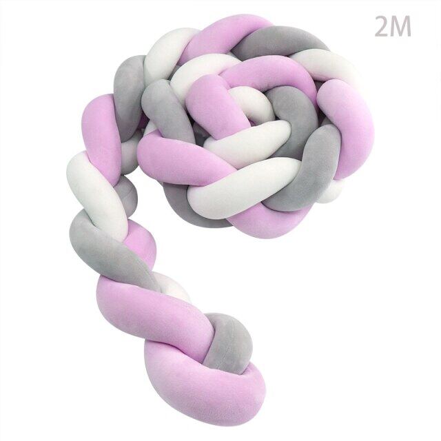 2M/3M เบาะรองนุ่มเด็กถักกันชน Knotted Plush ตกแต่งป้องกันเนอสเซอรี่ของขวัญหมอนสำหรับทารกแรกเกิด