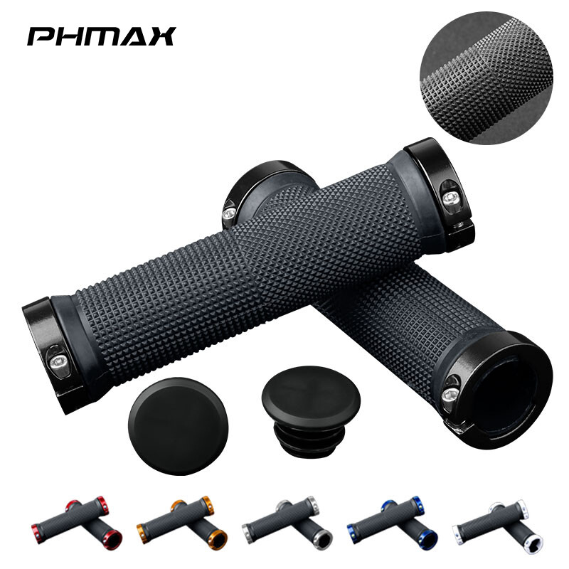 Phmax tay nắm xe đạp khóa đôi tay nắm xe đạp tay nắm cao su mềm và thoải mái cho phụ kiện xe đạp
