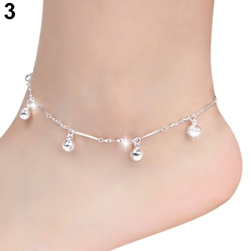Dressy code chuông ngôi sao bướm mạ bạc sang trọng cho nữ, vòng chân quyến rũ vòng đeo tay chân chuỗi
