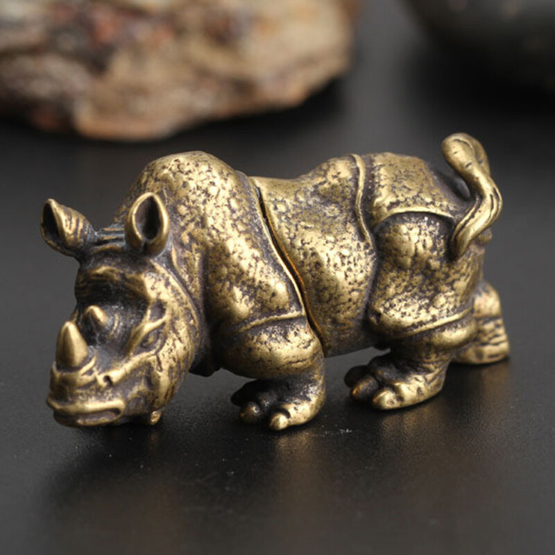Handmade Craft Mini Rhino điêu khắc Trang chủ Văn phòng trang trí trang trí đồ chơi Quà tặng37 * 14*19cm