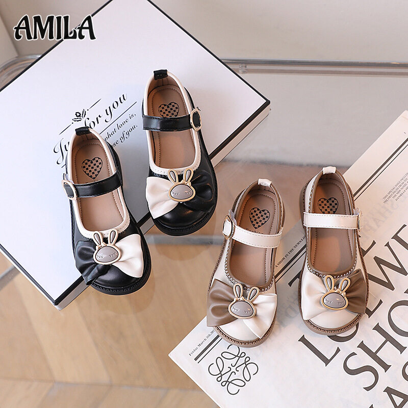 AMILA dép trẻ em giày da bé gái giày công chúa nơ thỏ thời trang giày đơn Nữ Giày sandal cho bé gái giày sandal bé gái giày sandan cho bé gái dép cho bé gái