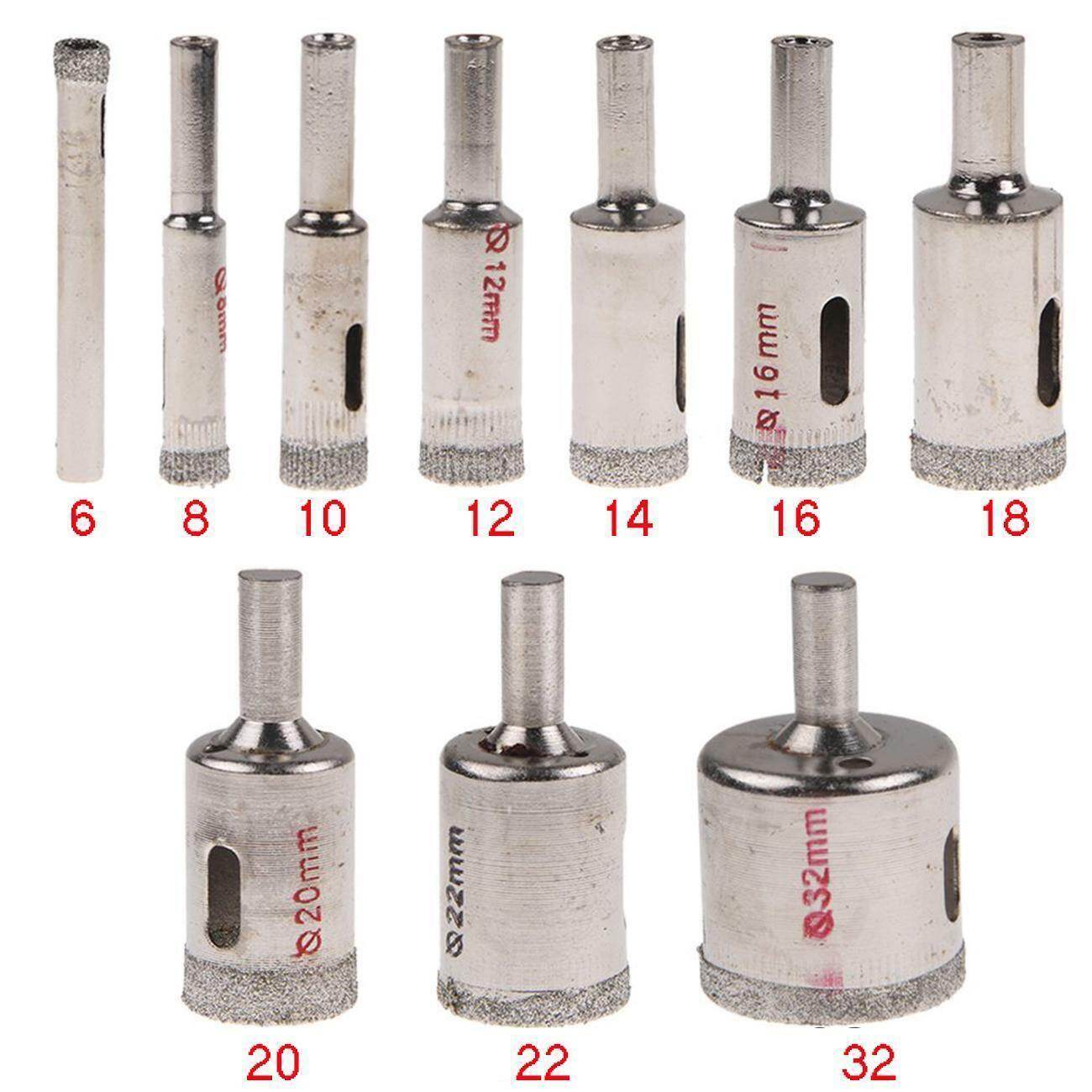 10Pcs 6Mm-32Mm Kim Cương Lỗ Saw Opener Khoan Bit Thiết Lập Quyền Lực Công Cụ Cắt Cho Gạch Kính Bằng Đá Cẩm Thạch Cho Khoan Điện