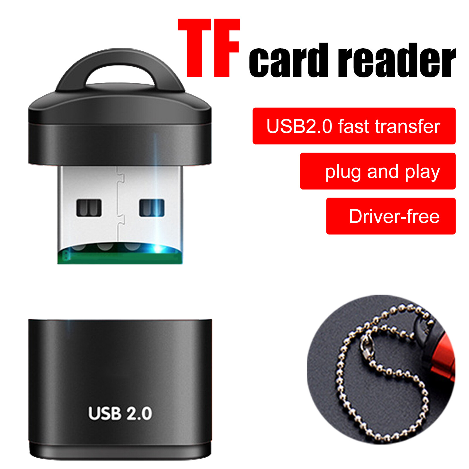 Đầu đọc thẻ micro sd/tf có móc khóa đầu đọc thẻ nhớ điện thoại di động tốc độ cao usb2.0 nhỏ gọn bộ chuyển đổi usb