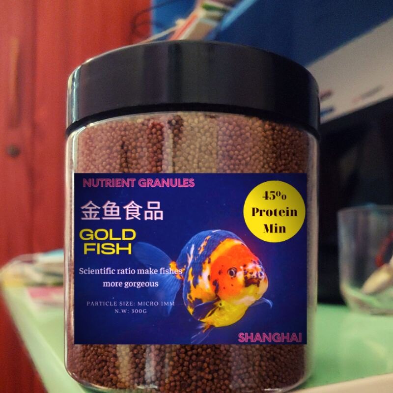 Cám cá vàng, cá koi, bảy màu 45 đạm tăng size nhanh, lên màu tốt - Hạt 1- 2mm
