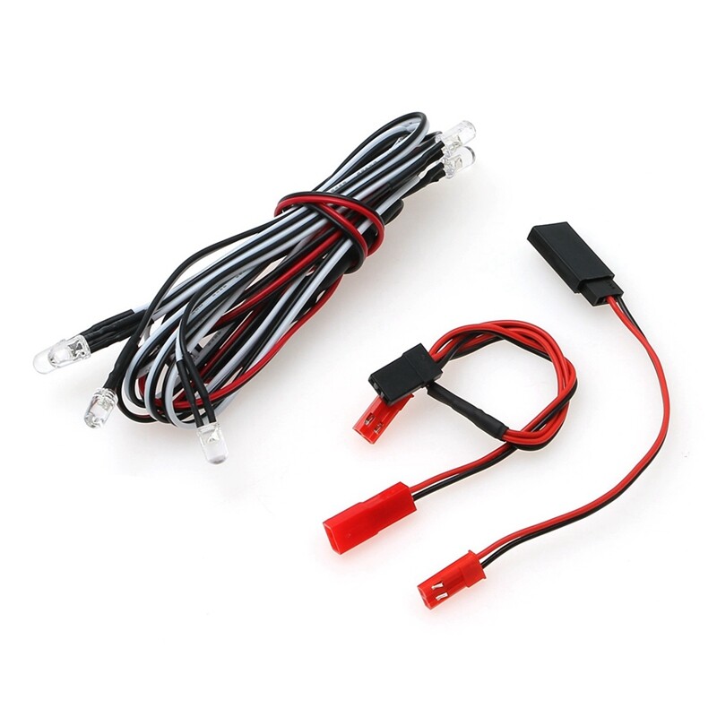 5mm 6 LED Light Spare Parts Accessories Kit 4 White 2 Red 5mm with Conversion Cable for 1/10 1/8 Axial SCX10 Traxxas TRX4 D90 HSP HPI RC Car