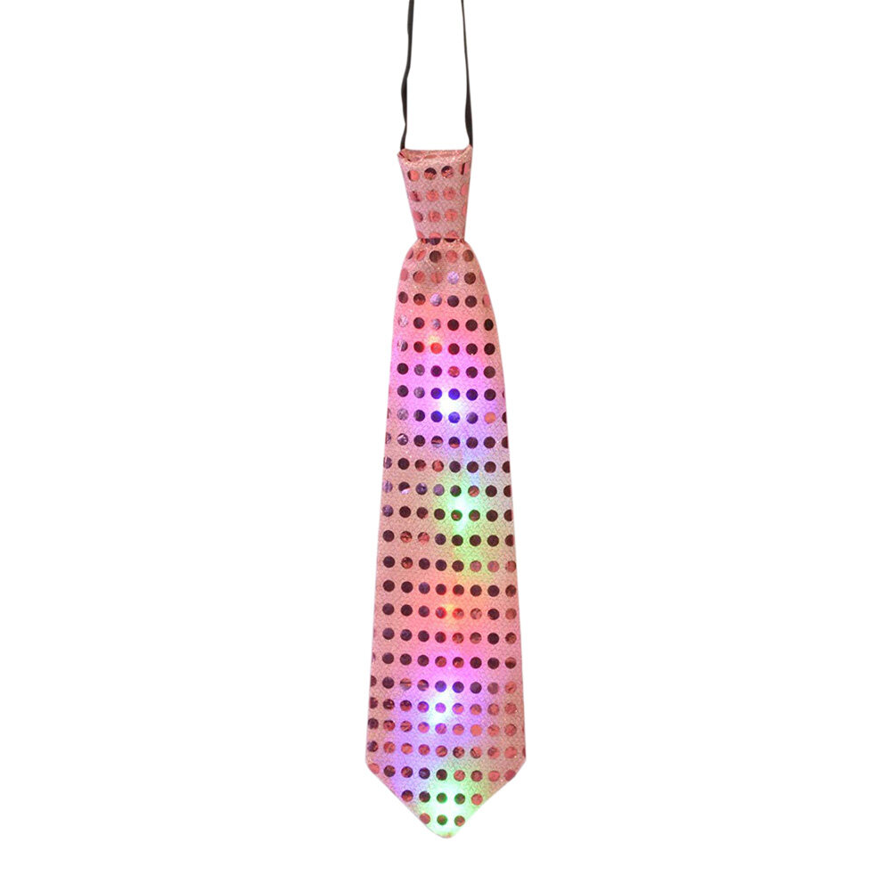 LED ที่มีสีสัน Sparkly Elasticated Glitter Sequins Light Up เนคไทกระพริบ GLOW Tie PARTY Favor STAGE Performance กิจกรรมตกแต่ง