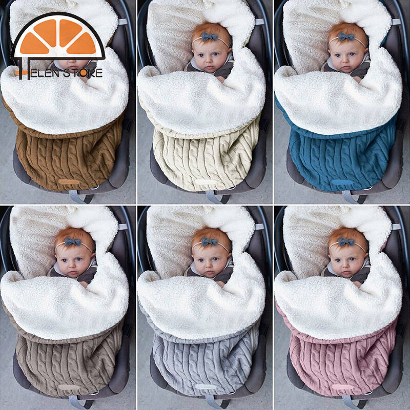 HS Baby plush sleeping bag thickened knitted warm sleeping bag