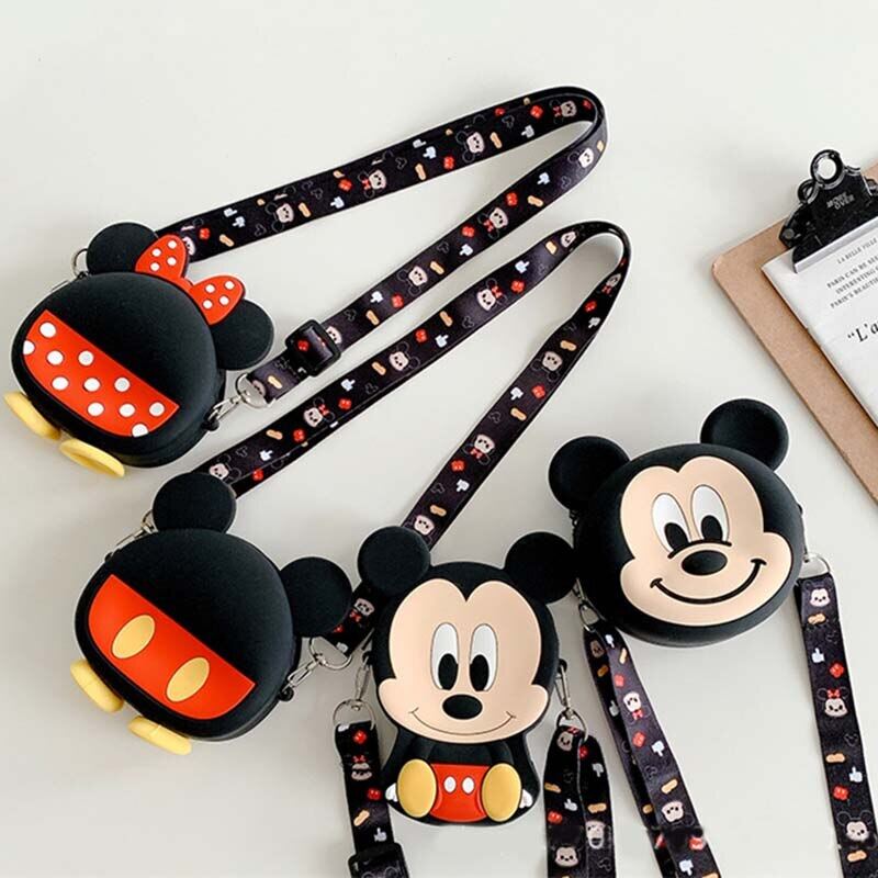 Silica Gel Disney Mickey Minnie Crossbody Coin Bag Kid Boy Children