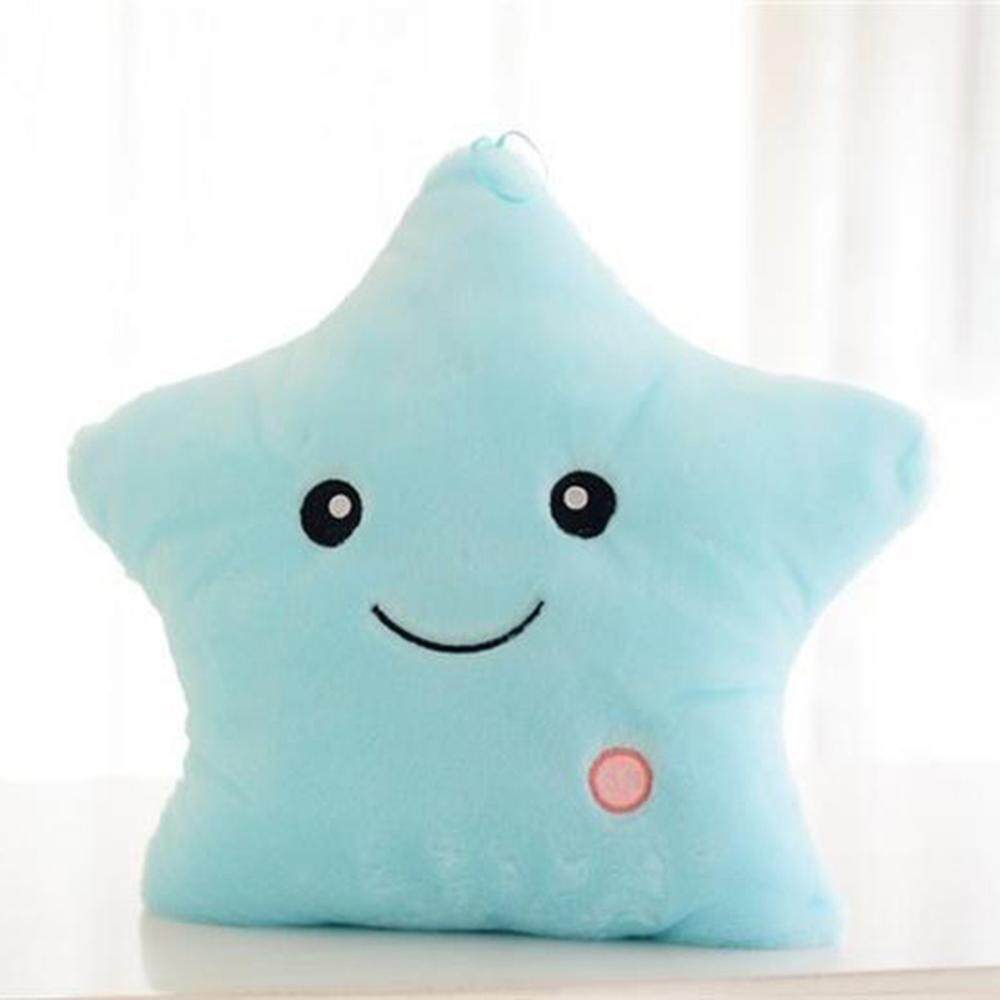 LED Glowing Smile Star Night Light Stuffed Soft Plush Cushion Pillow Home