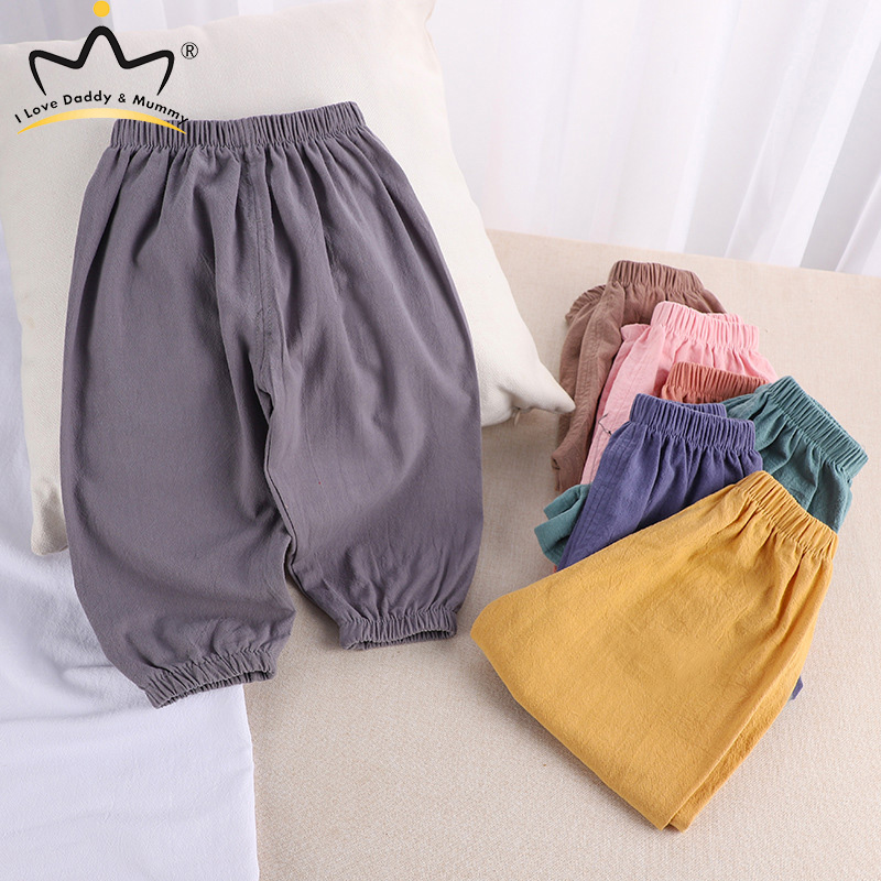 Quần Buộc Túm Cho Bé Gái Màu Trơn, Quần Lửng Cotton Dài Cho Trẻ Em Quần Áo Trẻ Em