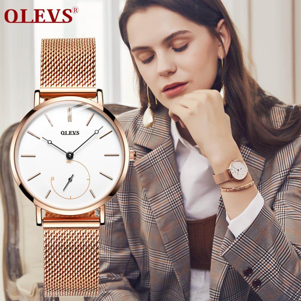 Đồng Hồ Nữ Thời Trang OLEVS Đồng Hồ Đeo Tay Chữ O Nhập Khẩu, Đồng Hồ Thạch Anh Không Thấm Nước, Độc Lập Giây Nhỏ Dây Đeo Tay Bằng Thép Milan Thanh Lịch Đơn Giản