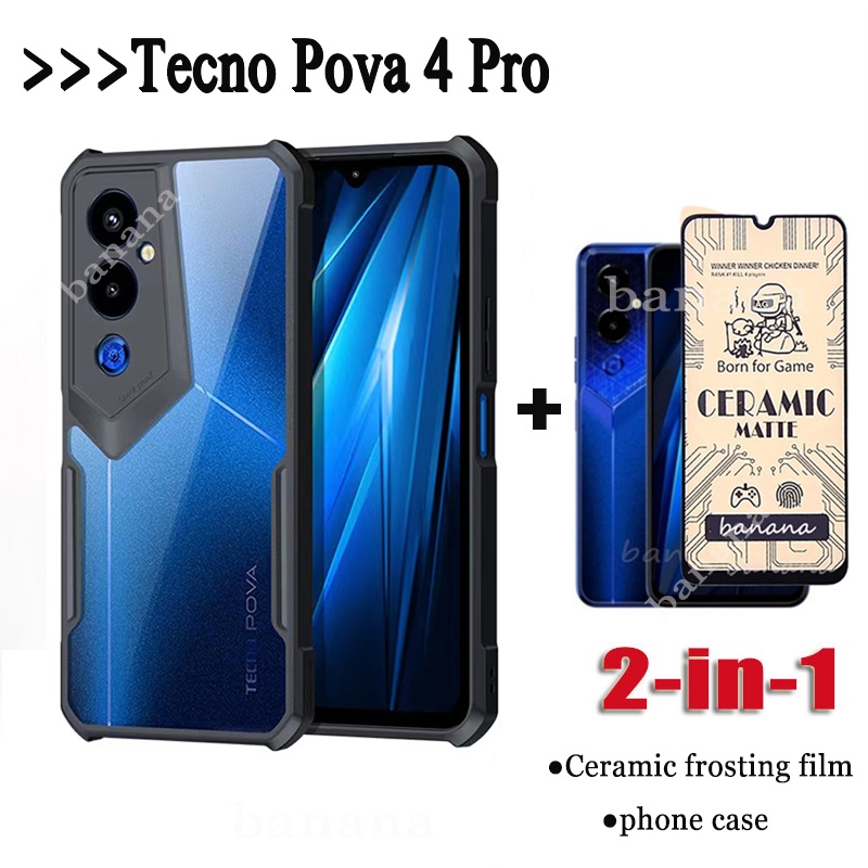 Ốp cho tecno pova 4 pro pova 4pro ốp điện thoại acrylic + phim mờ gốm