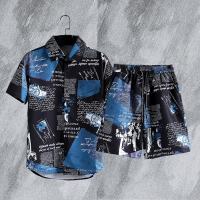 HAIBINZOULU Mens Printed Shirt Set Hawaiian Style Casual Shirt Shorts Fashion Mens