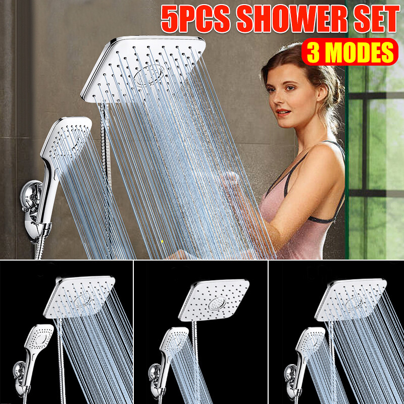 Generic Square High Handheld Shower Head Fully Electroplated Shower Set